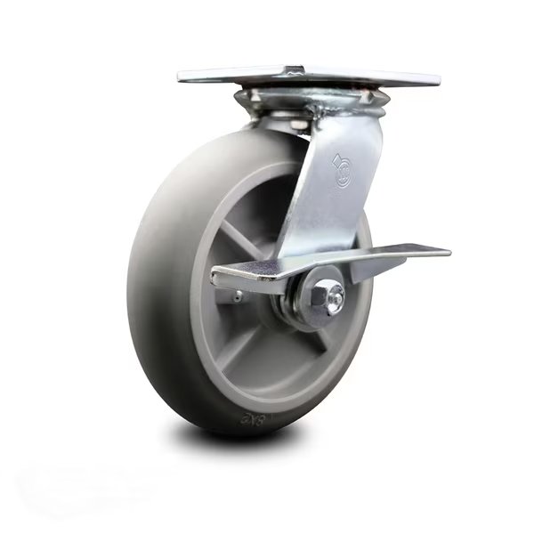 8 Inch Heavy Duty Thermoplastic Rubber Caster with Ball Bearing and Brake SCC, Service Caster, Mfr#: SCC-35S820-TPRBD-SLB